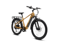 ENVO D50 is an e-bike that functions as a commuter and cargo carrier. Its rugged frame coupled with suspension fork allows for smooth rides on any terrain. Powered by a 750W motor, the bike's cargo rack and basket can easily transport tools, groceries, or even second passenger.