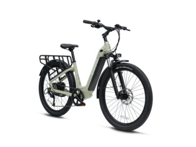 ENVO ST50 is an e-bike that functions as a commuter and cargo carrier. Its rugged frame coupled with suspension fork allows for smooth rides on any terrain. Powered by a 750W motor, the bike's cargo rack and basket can easily transport tools, groceries, or even second passenger.
